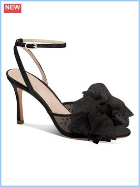 Coutgo Womens Bow Tie Heels Slingback Peep Toe Wedding Mesh High Stiletto Heel